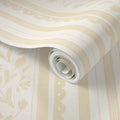 Soft ochre vintage striped wildflower wallpaper