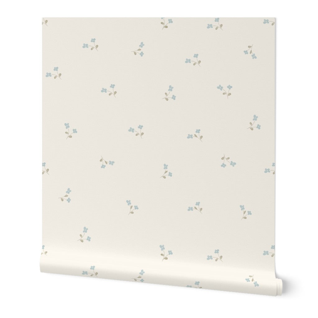 Blue dainty floral Wallpaper for nurseries
