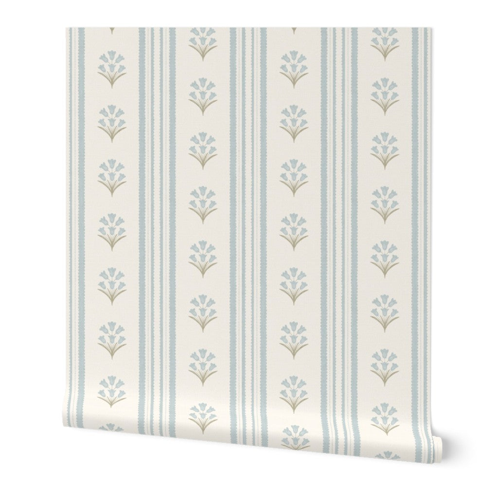 Bluebell Wildflower Stripe Wallpaper