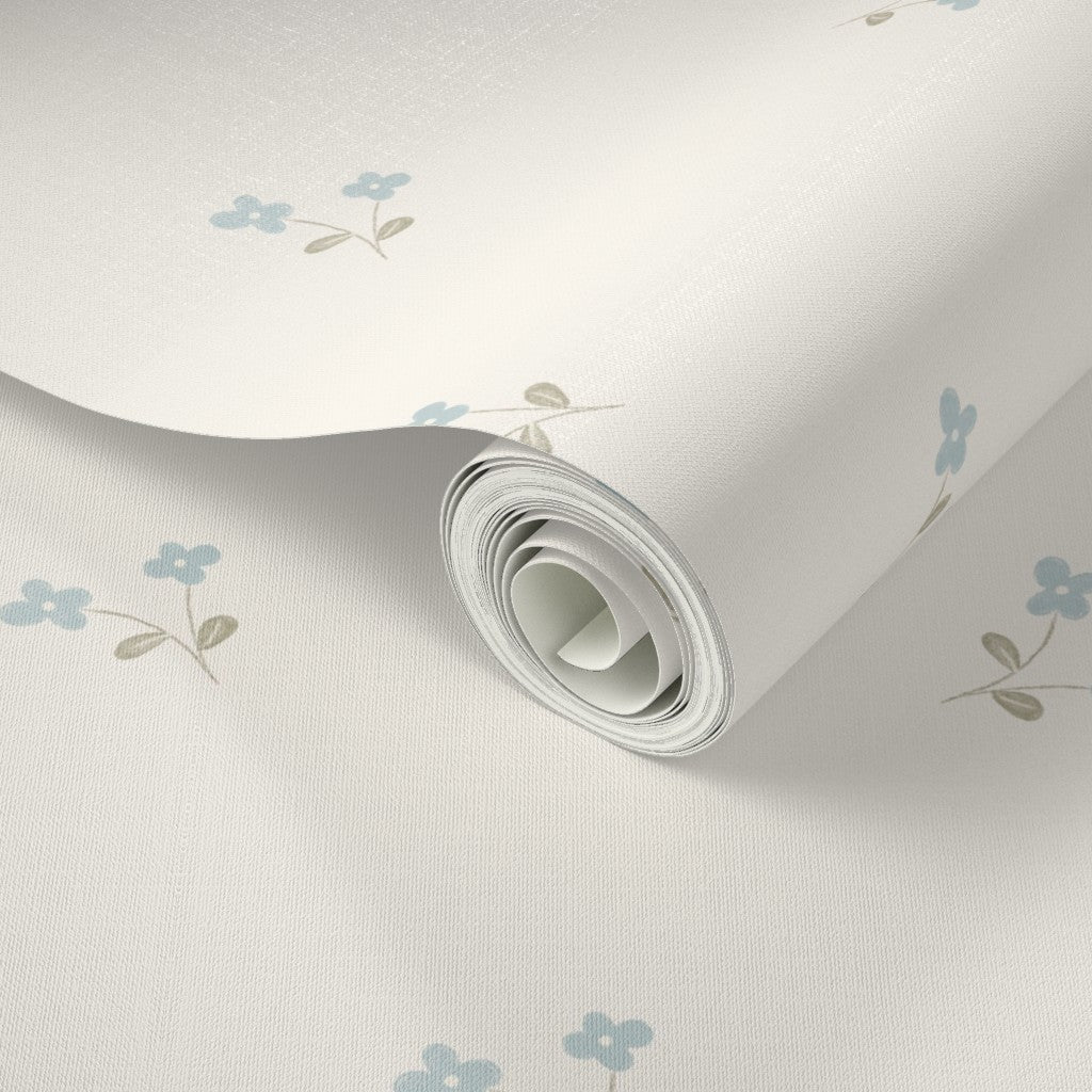 Blue dainty floral Wallpaper for nurseries