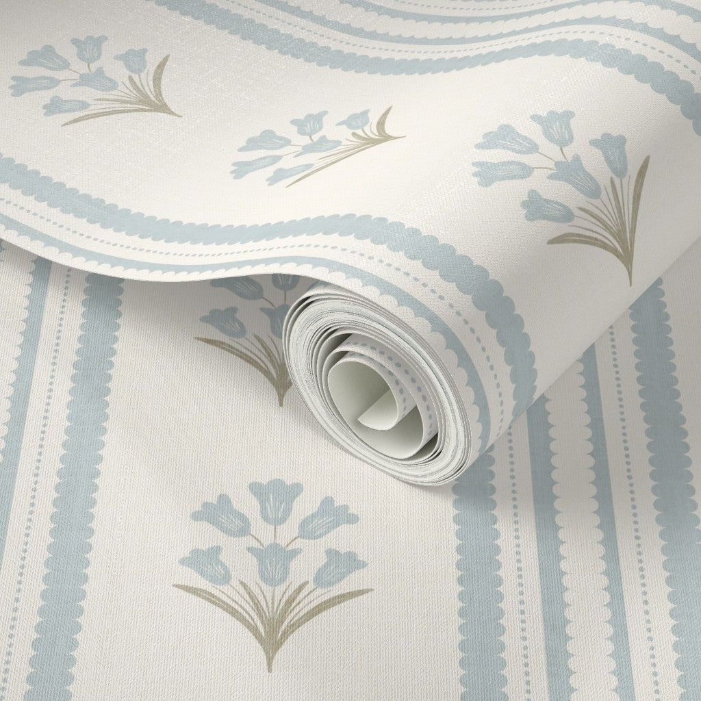 Bluebell Wildflower Stripe Wallpaper