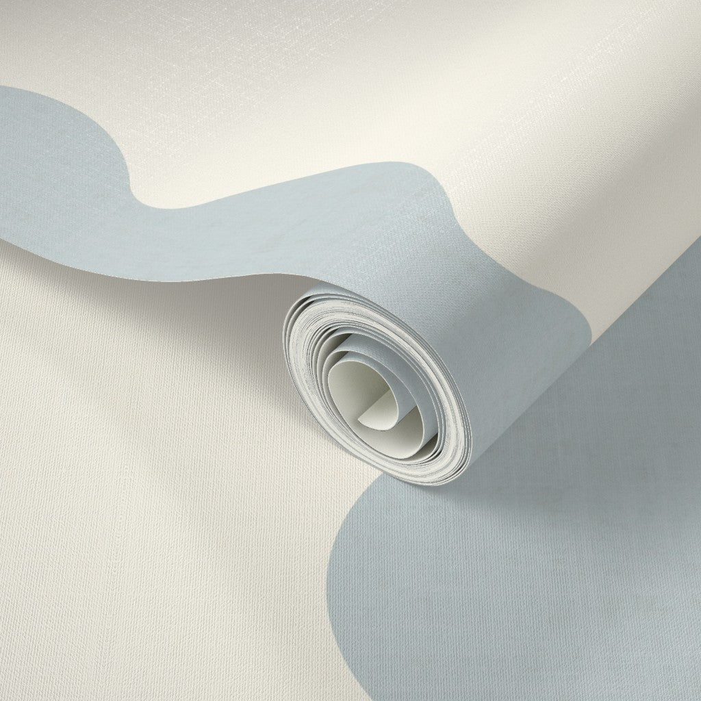 Light Blue Scallop Striped Wallpaper | Wavy boy nursery wall