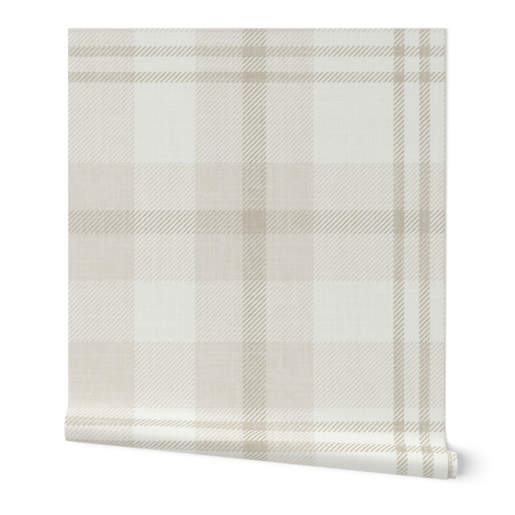 Neutral Tartan Plaid Farmhouse Wallpaper