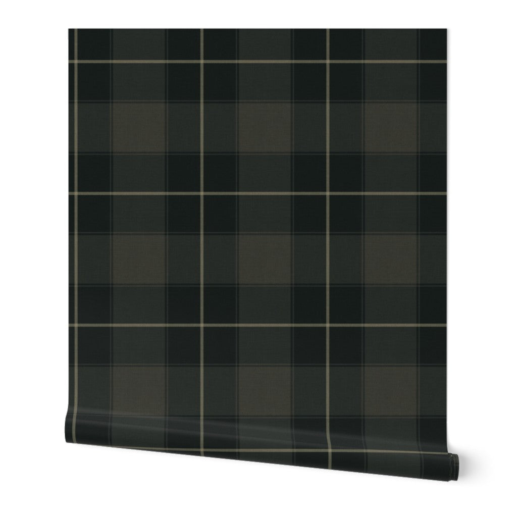 Dark Blue and Green Plaid Wallpaper