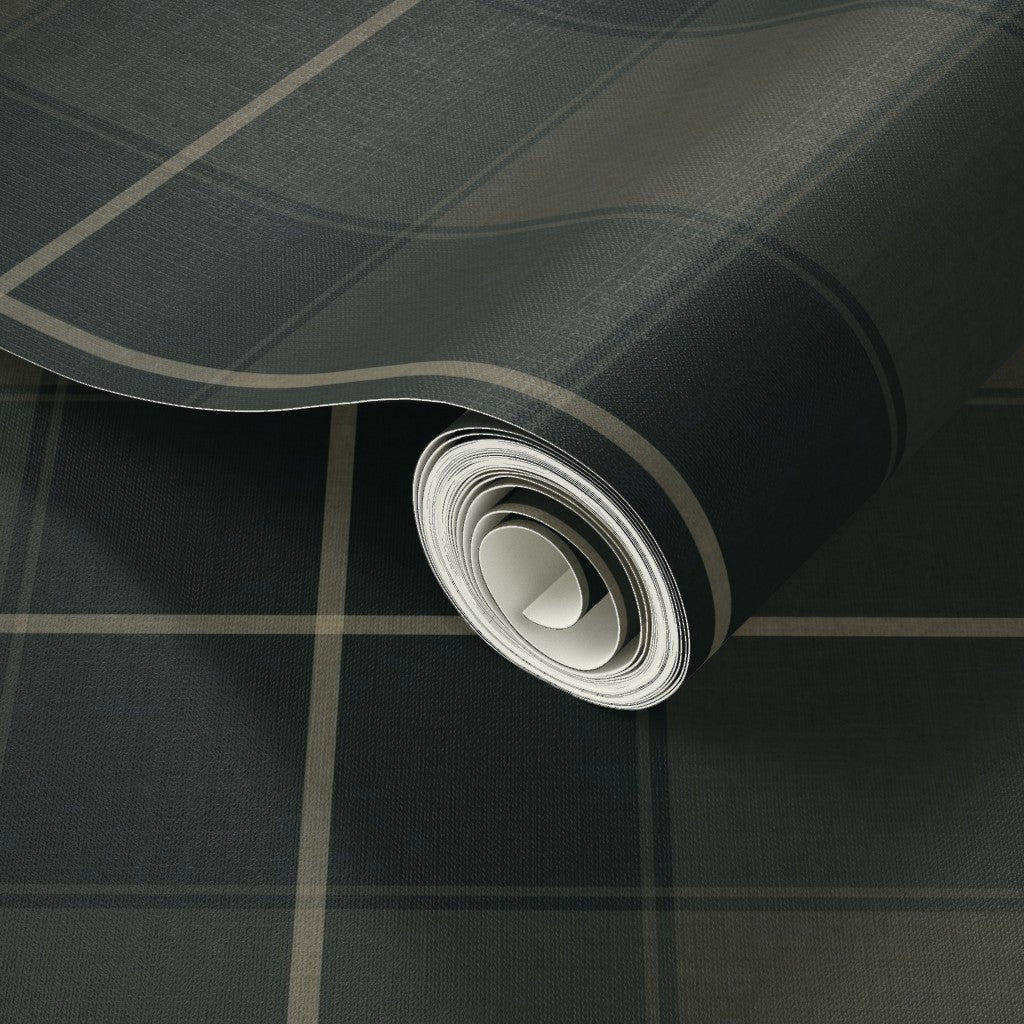Dark Blue and Green Plaid Wallpaper