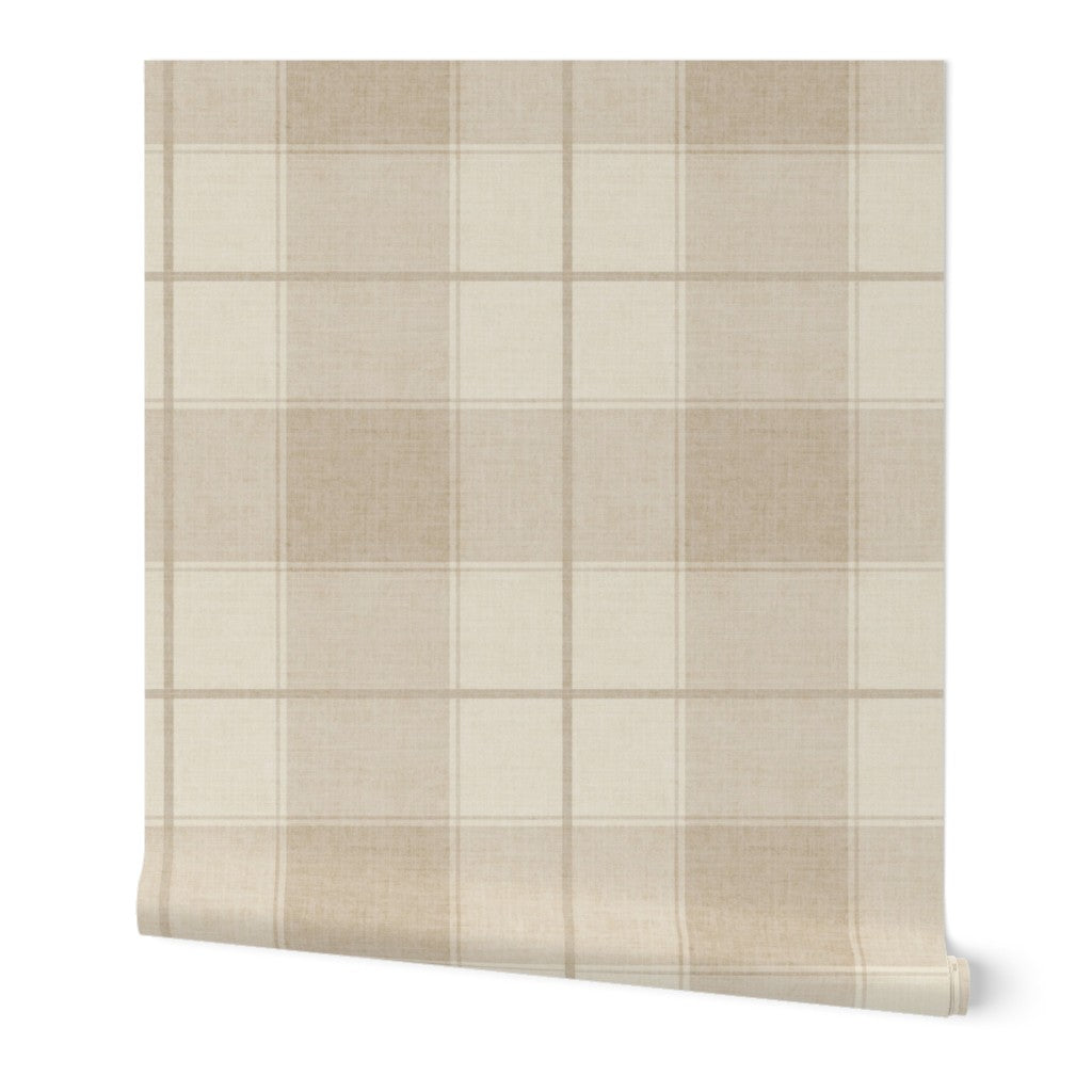 Neutral heritage Farmhouse plaid Wallpaper