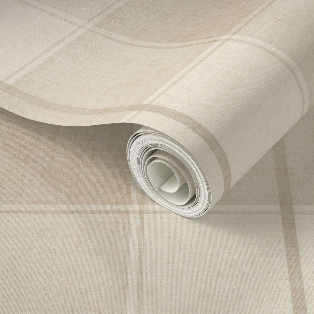 Neutral heritage Farmhouse plaid Wallpaper