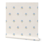 Blue hand drawn floral cottage Wallpaper