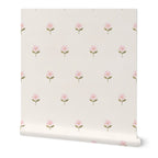 Pink watercolor floral cottage Wallpaper