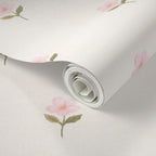 Pink watercolor floral cottage Wallpaper