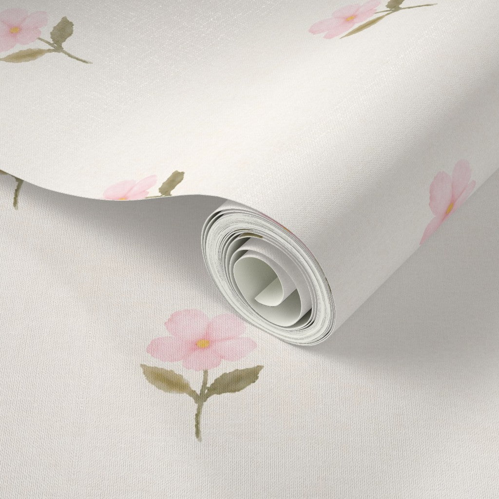 Pink watercolor floral cottage Wallpaper