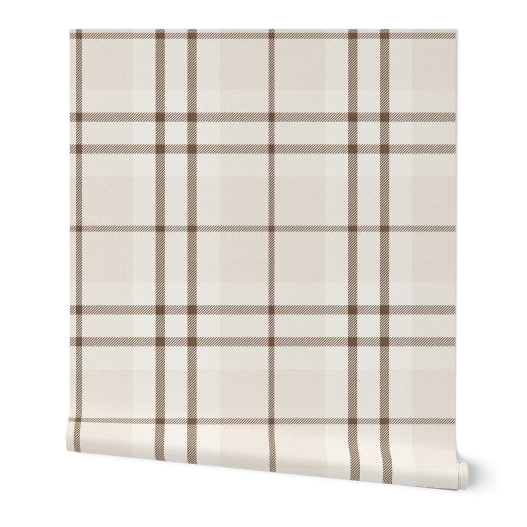 Cozy brown & cream traditional tartan plaid