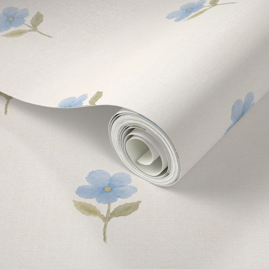 Blue hand drawn floral cottage Wallpaper