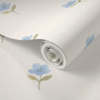Blue hand drawn floral cottage Wallpaper