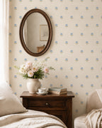Blue hand drawn floral cottage Wallpaper