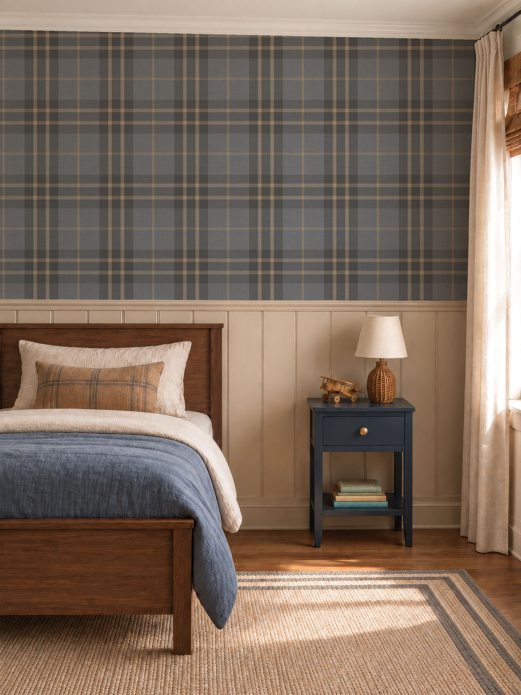 Moody blue traditional tartan plaid