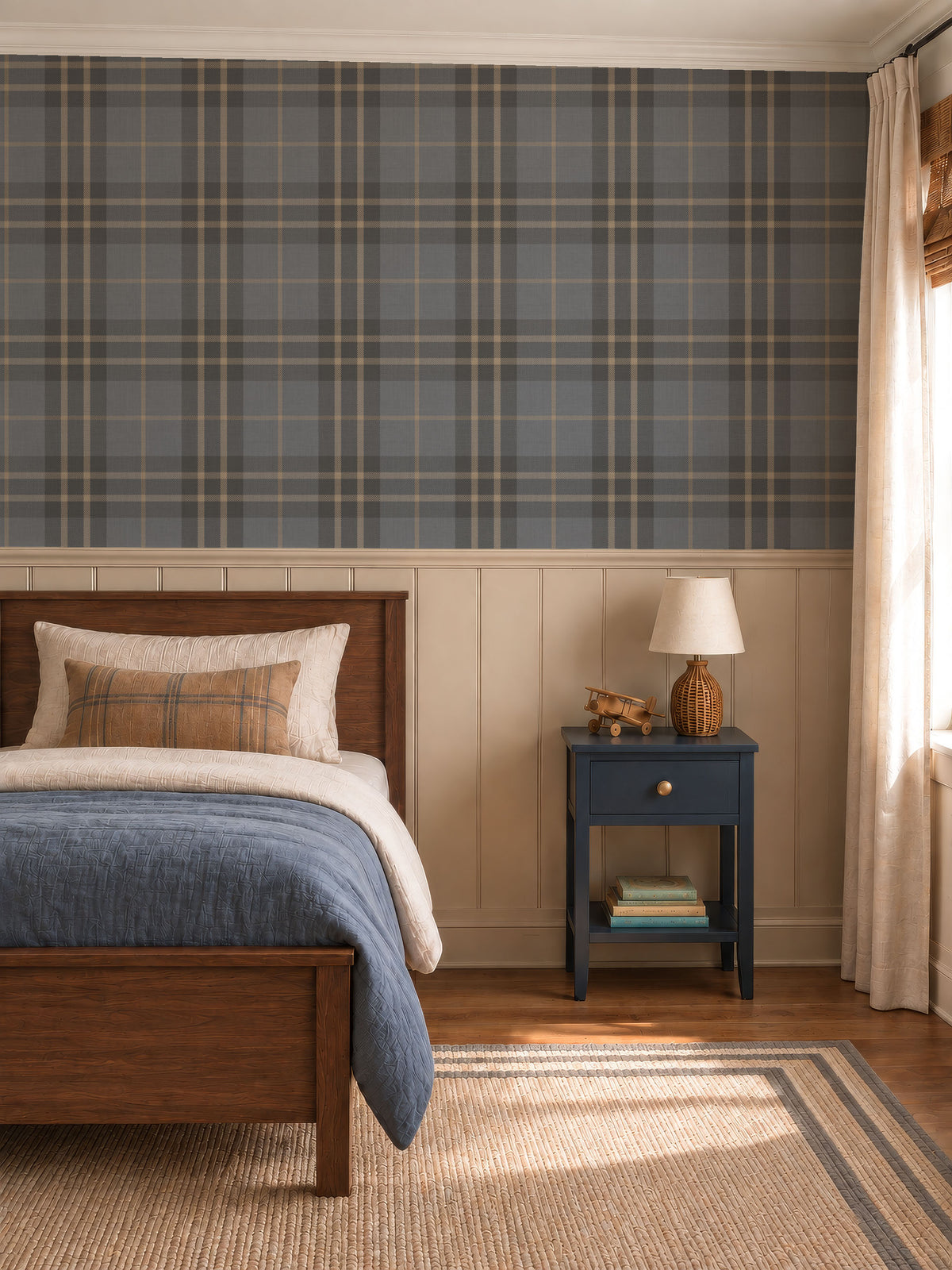 Moody blue traditional tartan plaid