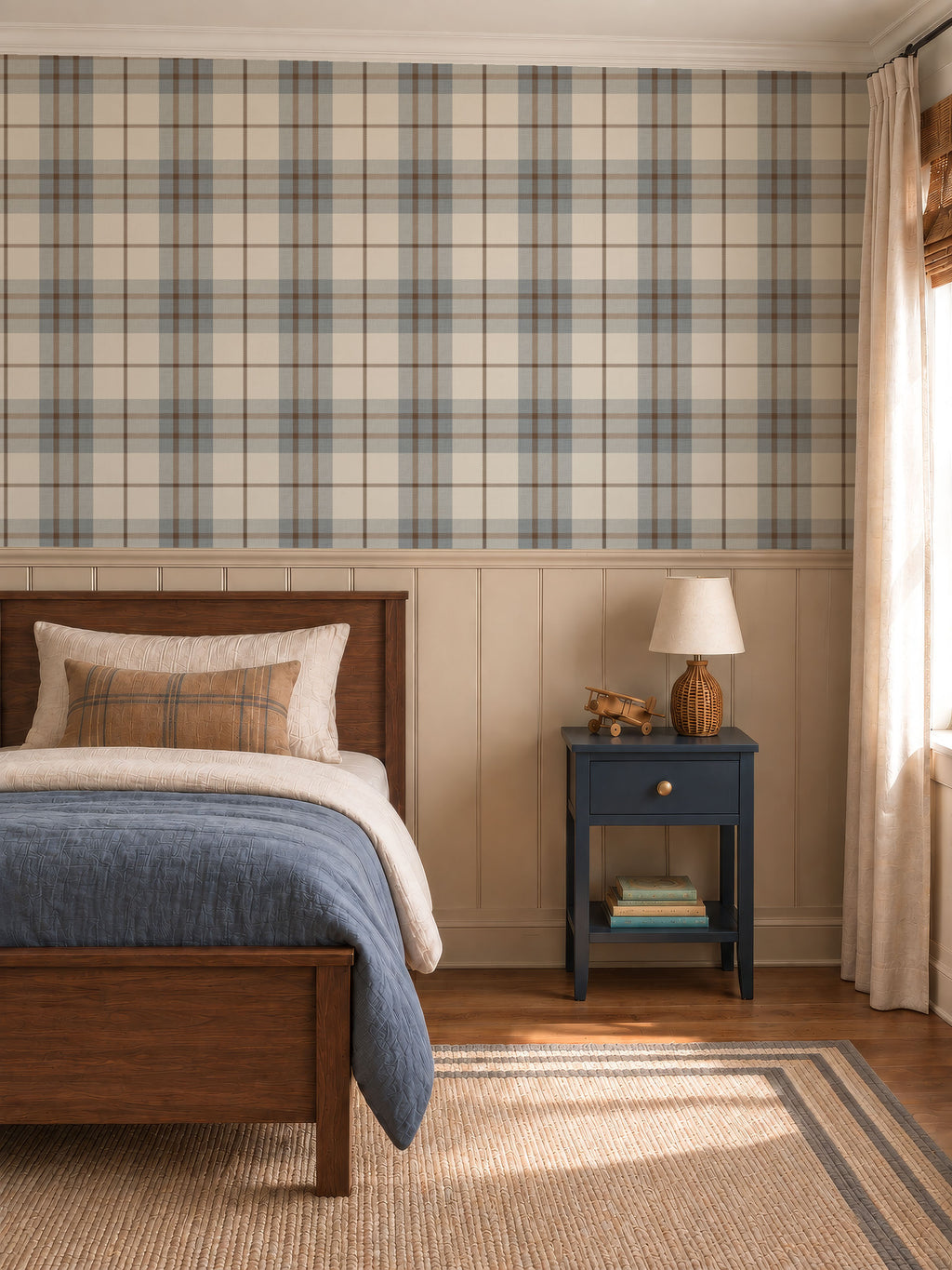 Rustic Boy Nursery Plaid Wallpaper