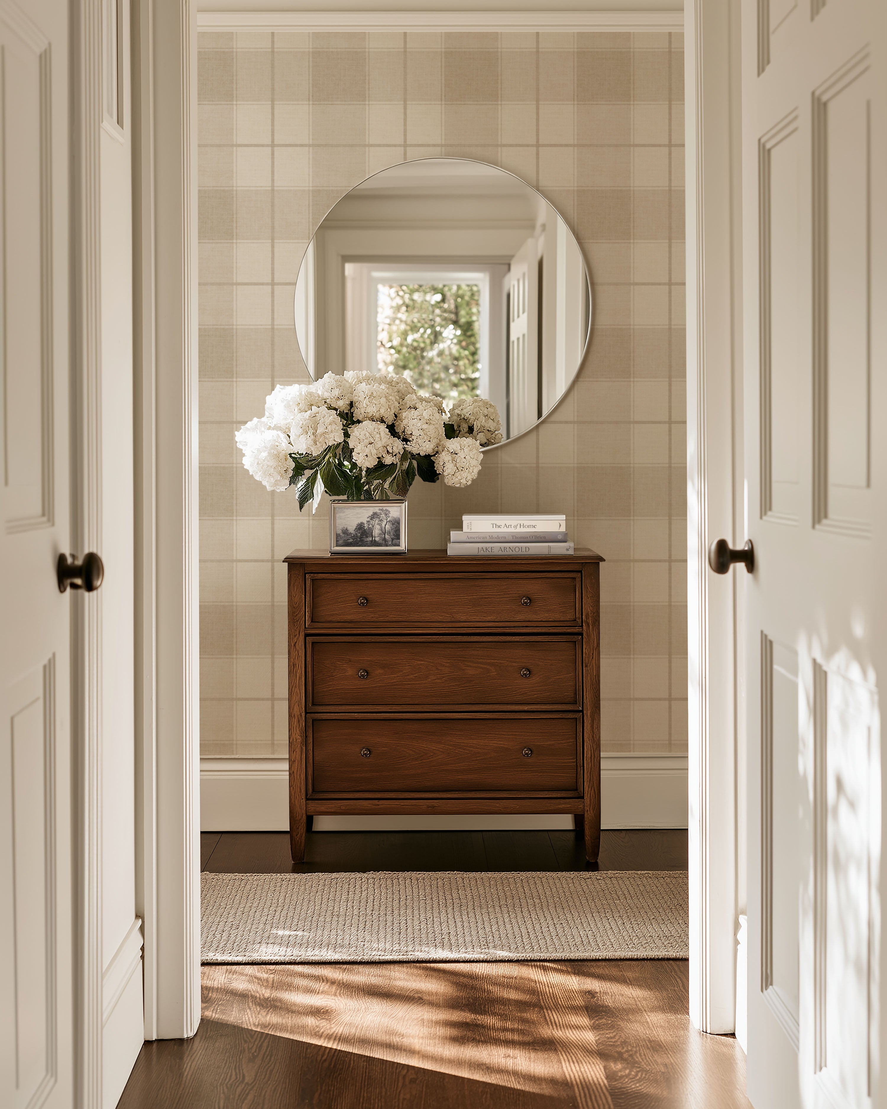 Neutral heritage Farmhouse plaid Wallpaper