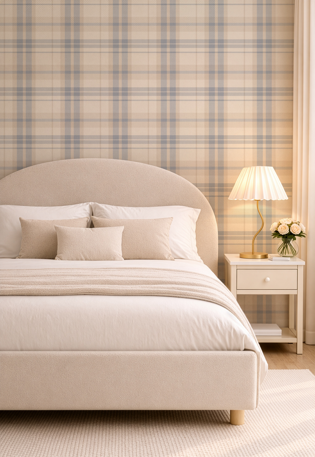 Cozy Cottage tartan Plaid Wallpaper for Bathrooms or Nursery Bedrooms