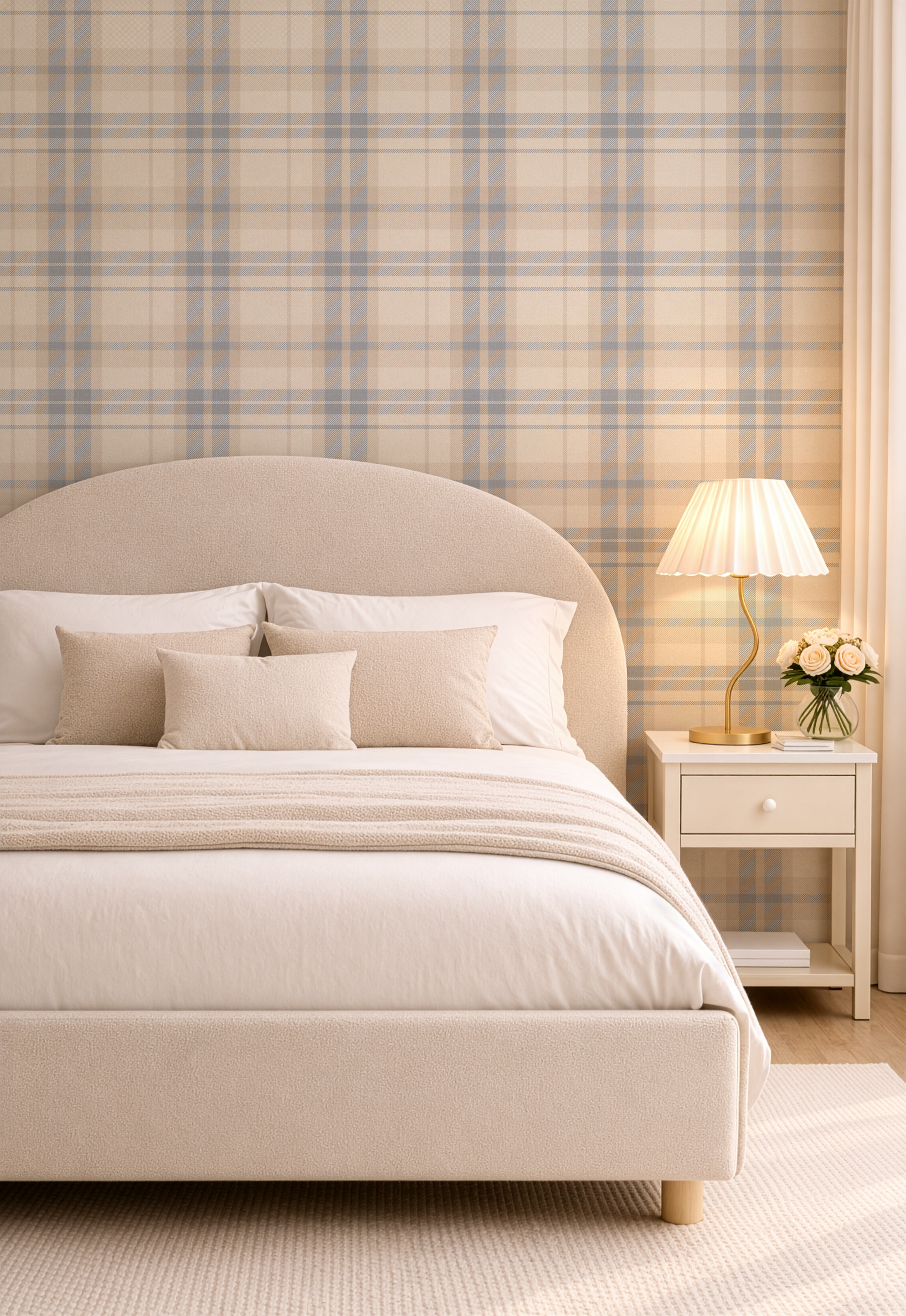 Cozy Cottage tartan Plaid Wallpaper for Bathrooms or Nursery Bedrooms
