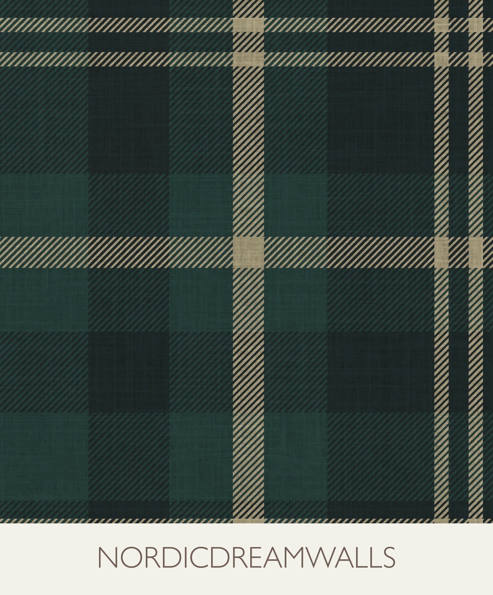 Dark Forest Green Tartan Plaid - Serene Farmhouse Wallpaper