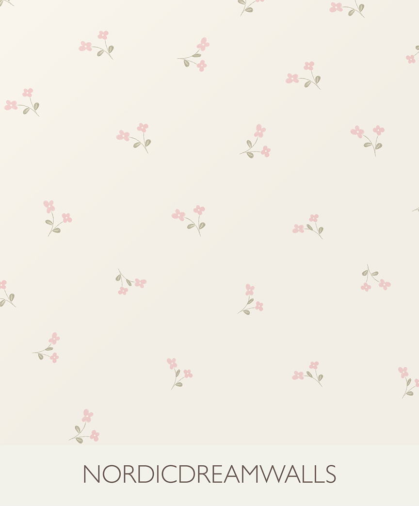 Pink dainty Wildflower Girl Nursery Wallpaper