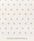 Blue hand drawn floral cottage Wallpaper