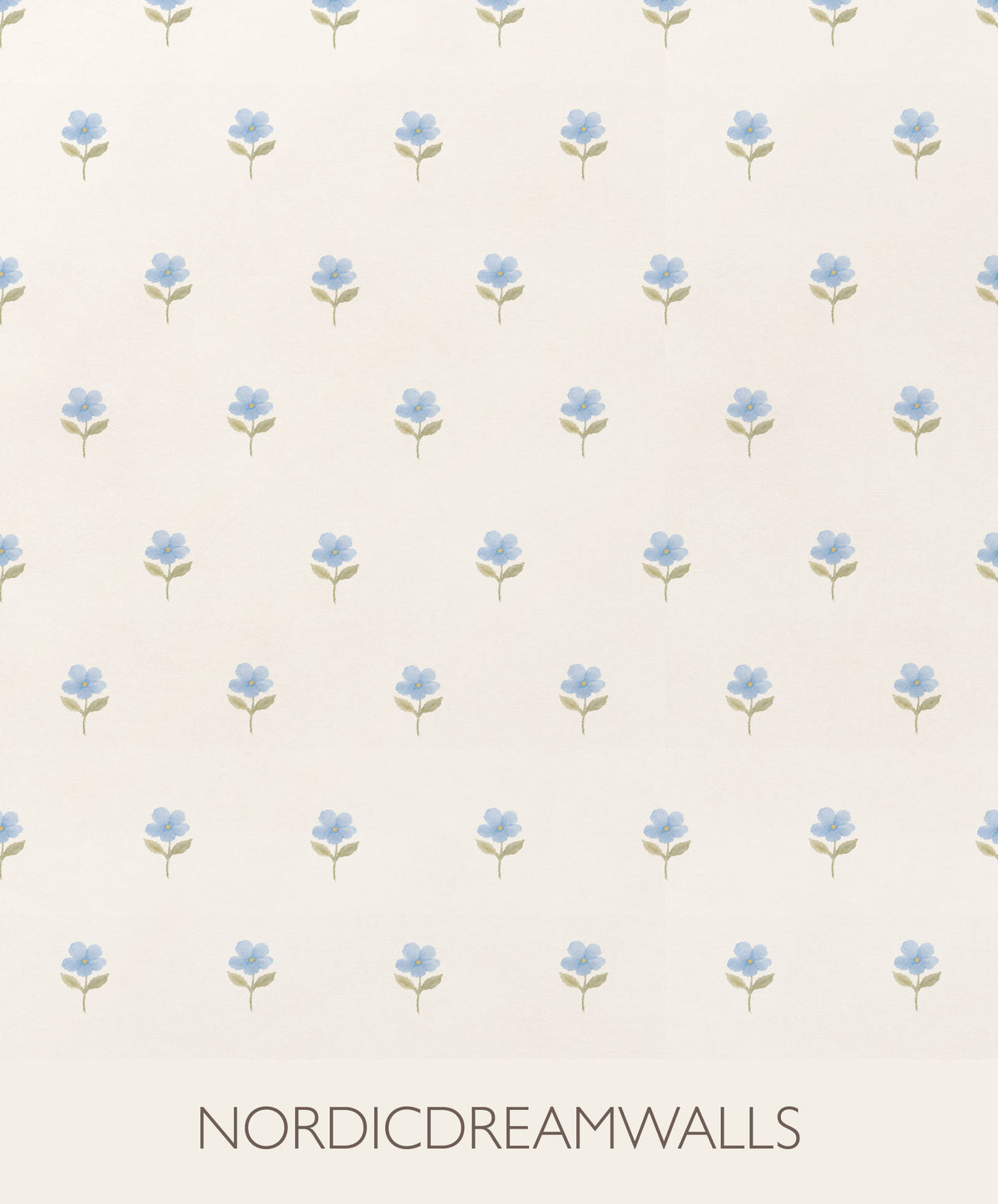 Blue hand drawn floral cottage Wallpaper