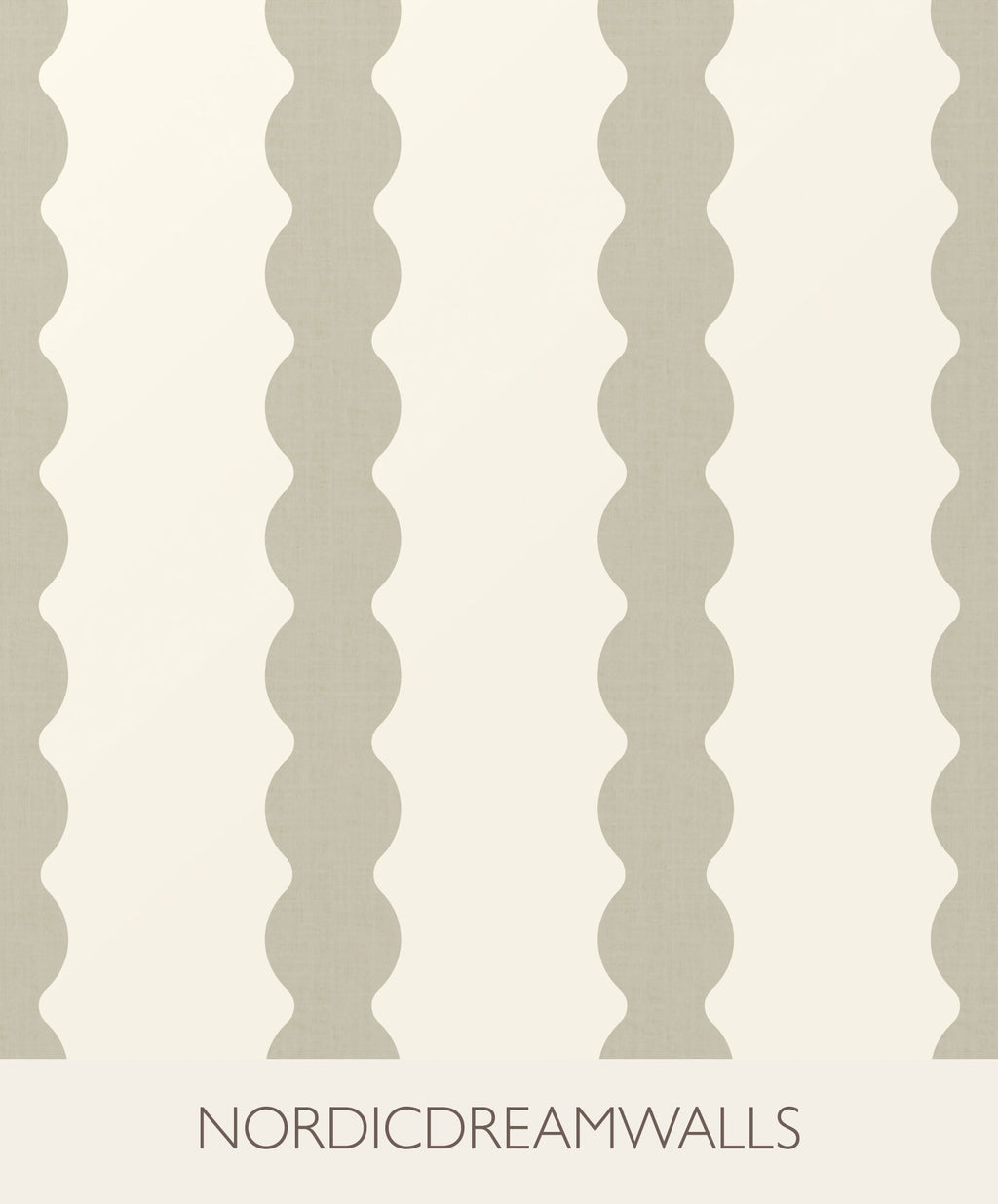 Scandinavian green Scallop Striped Wallpaper