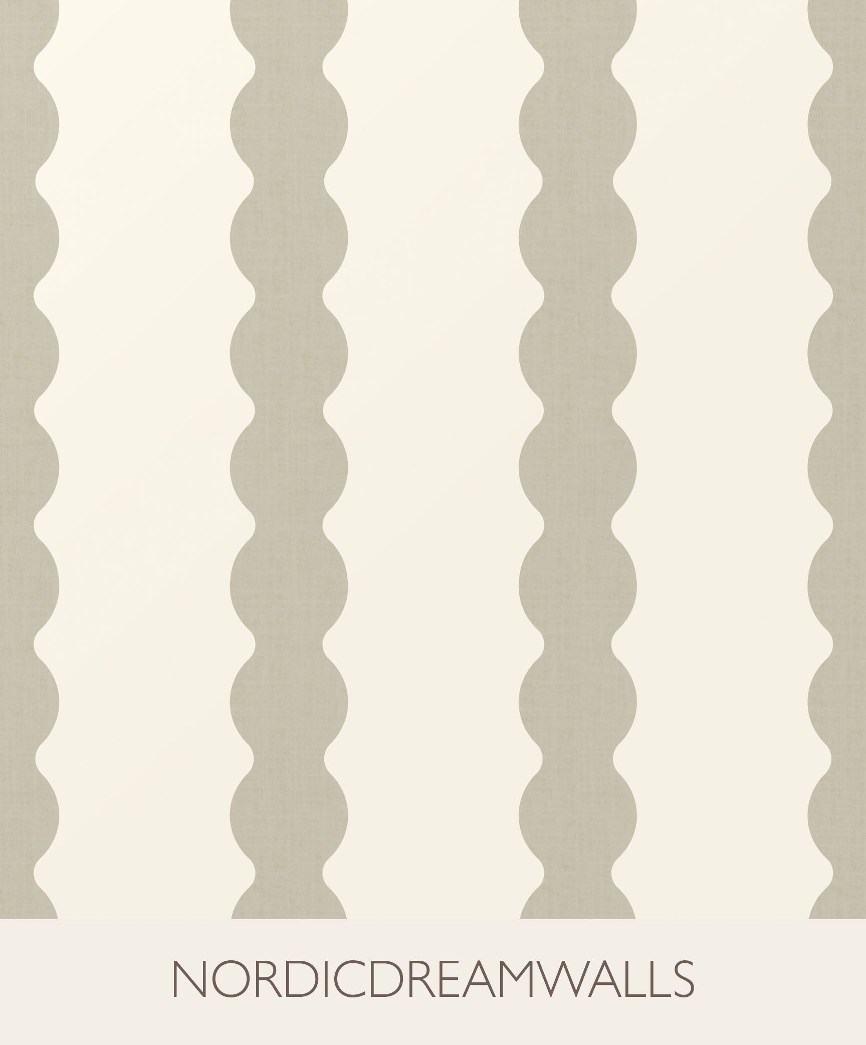 Scandinavian green Scallop Striped Wallpaper