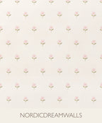 Pink watercolor floral cottage Wallpaper