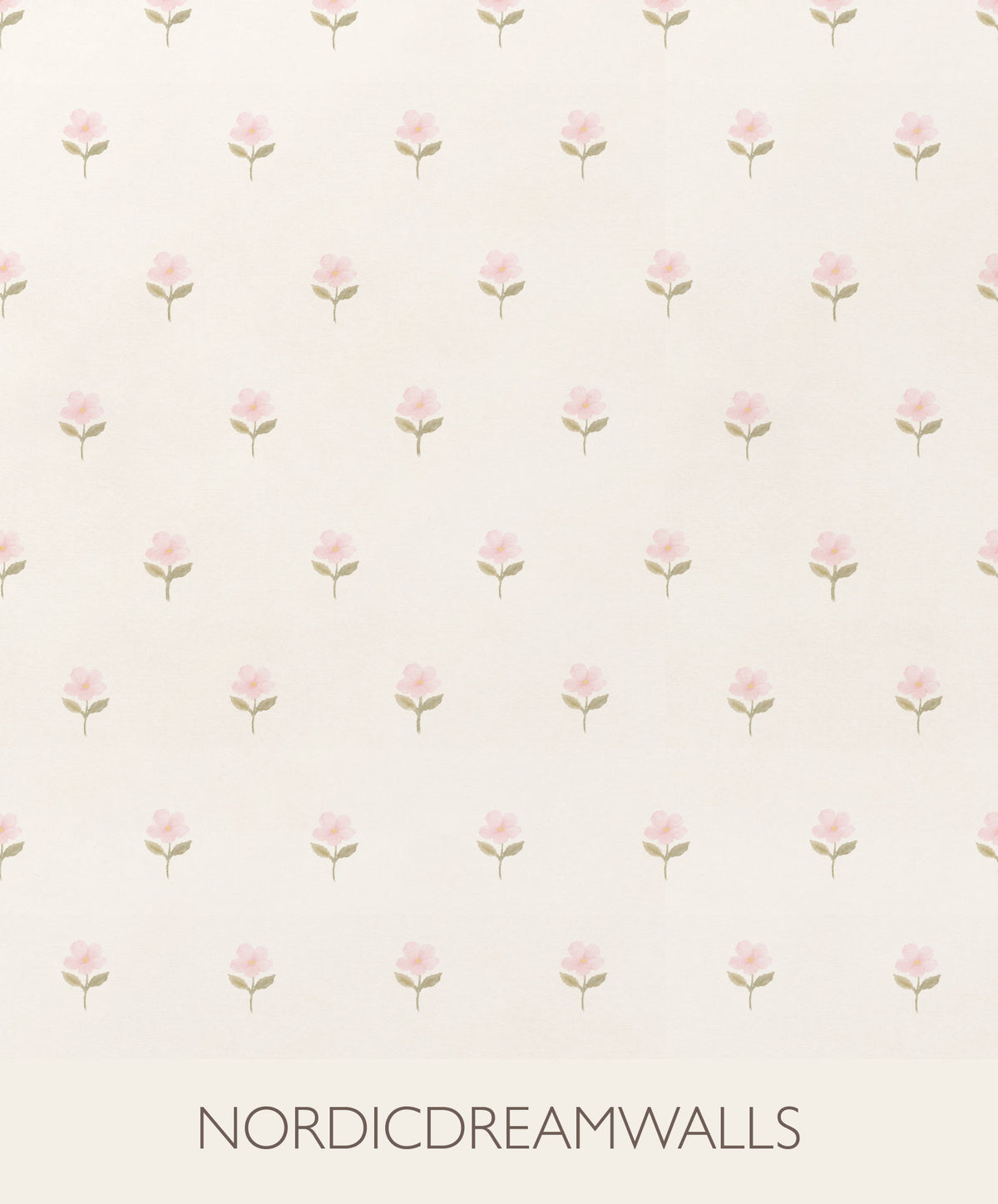 Pink watercolor floral cottage Wallpaper