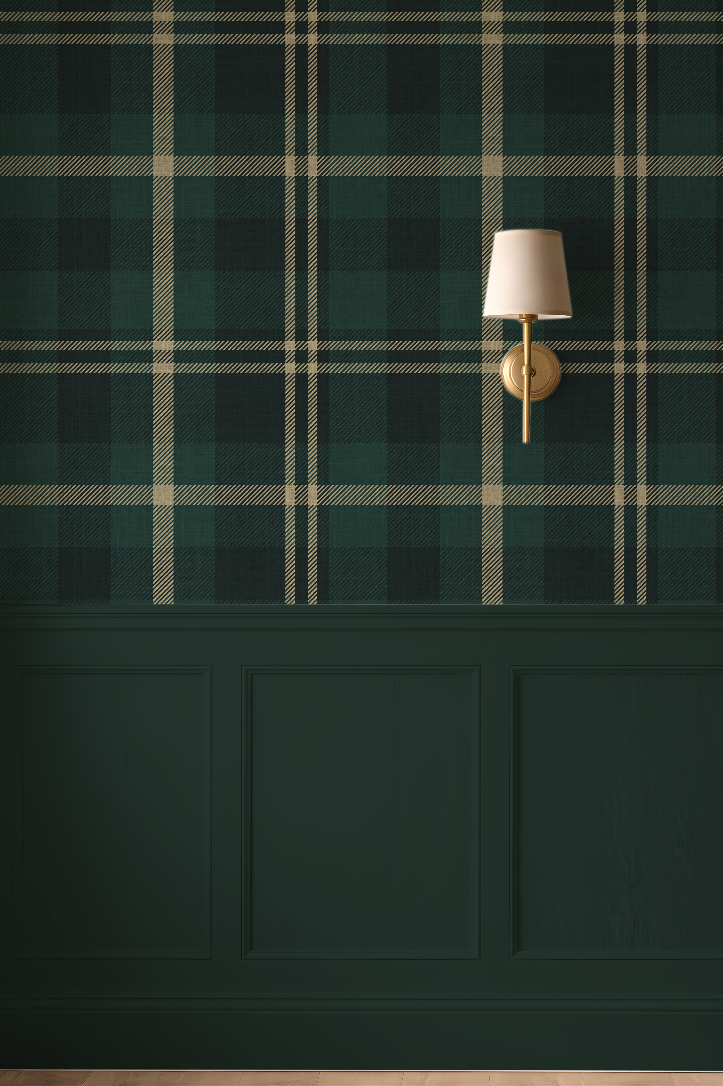 Dark Forest Green Tartan Plaid - Serene Farmhouse Wallpaper