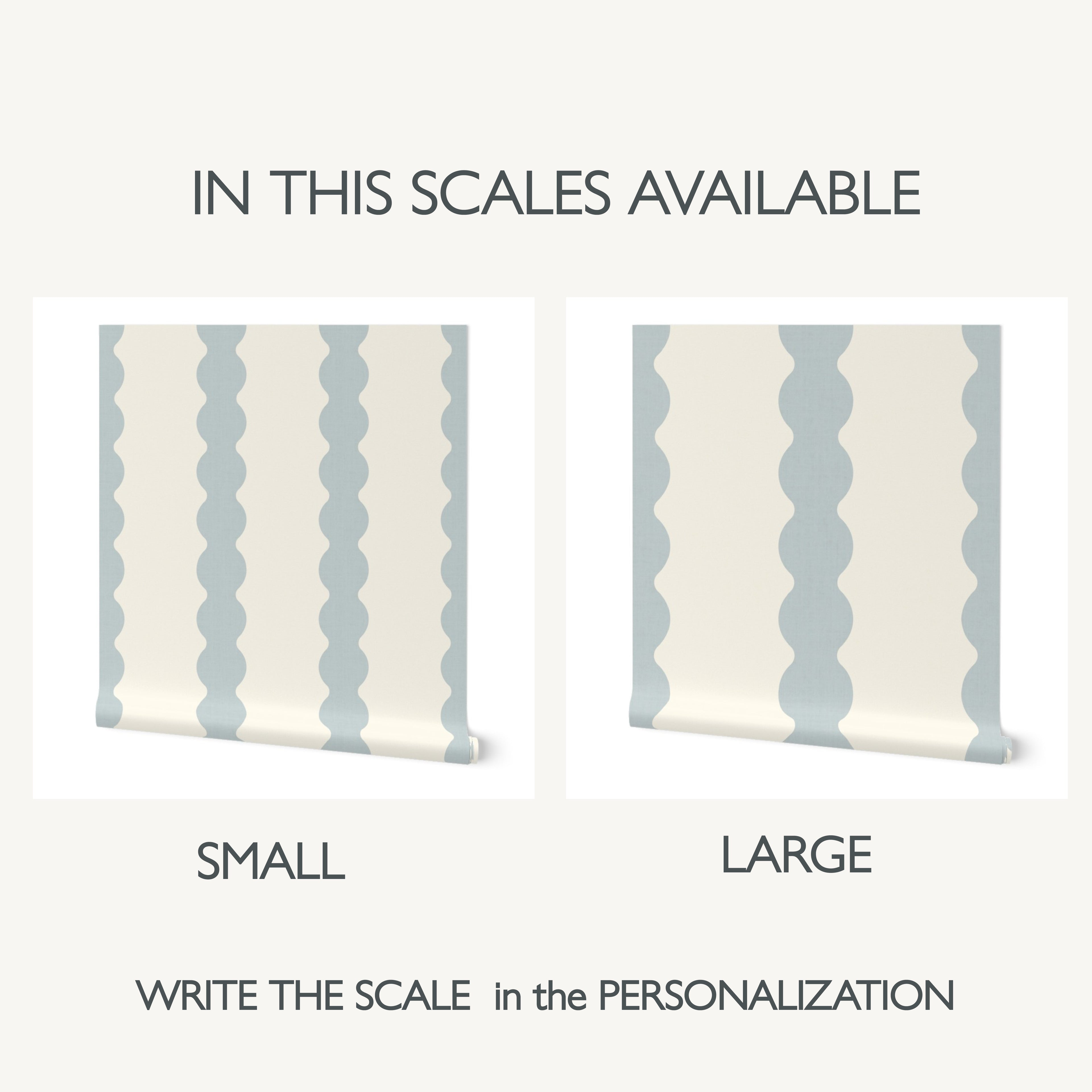 Light Blue Scallop Striped Wallpaper | Wavy boy nursery wall