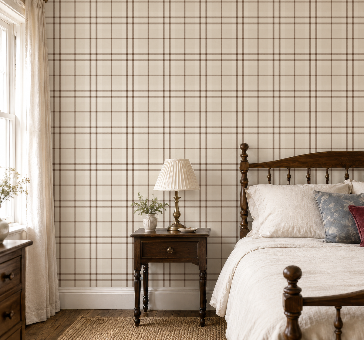 Cozy brown & cream traditional tartan plaid