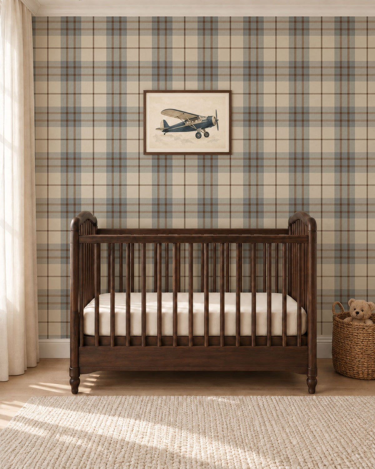 Rustic Boy Nursery Plaid Wallpaper