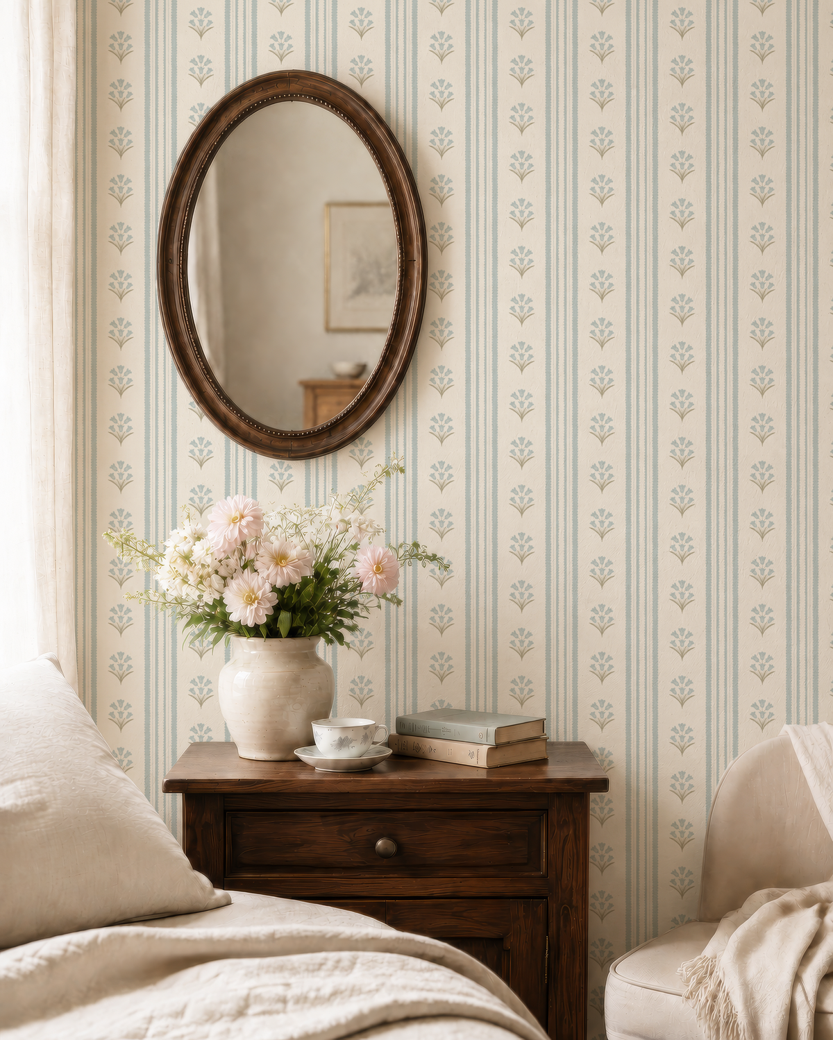 Bluebell Wildflower Stripe Wallpaper