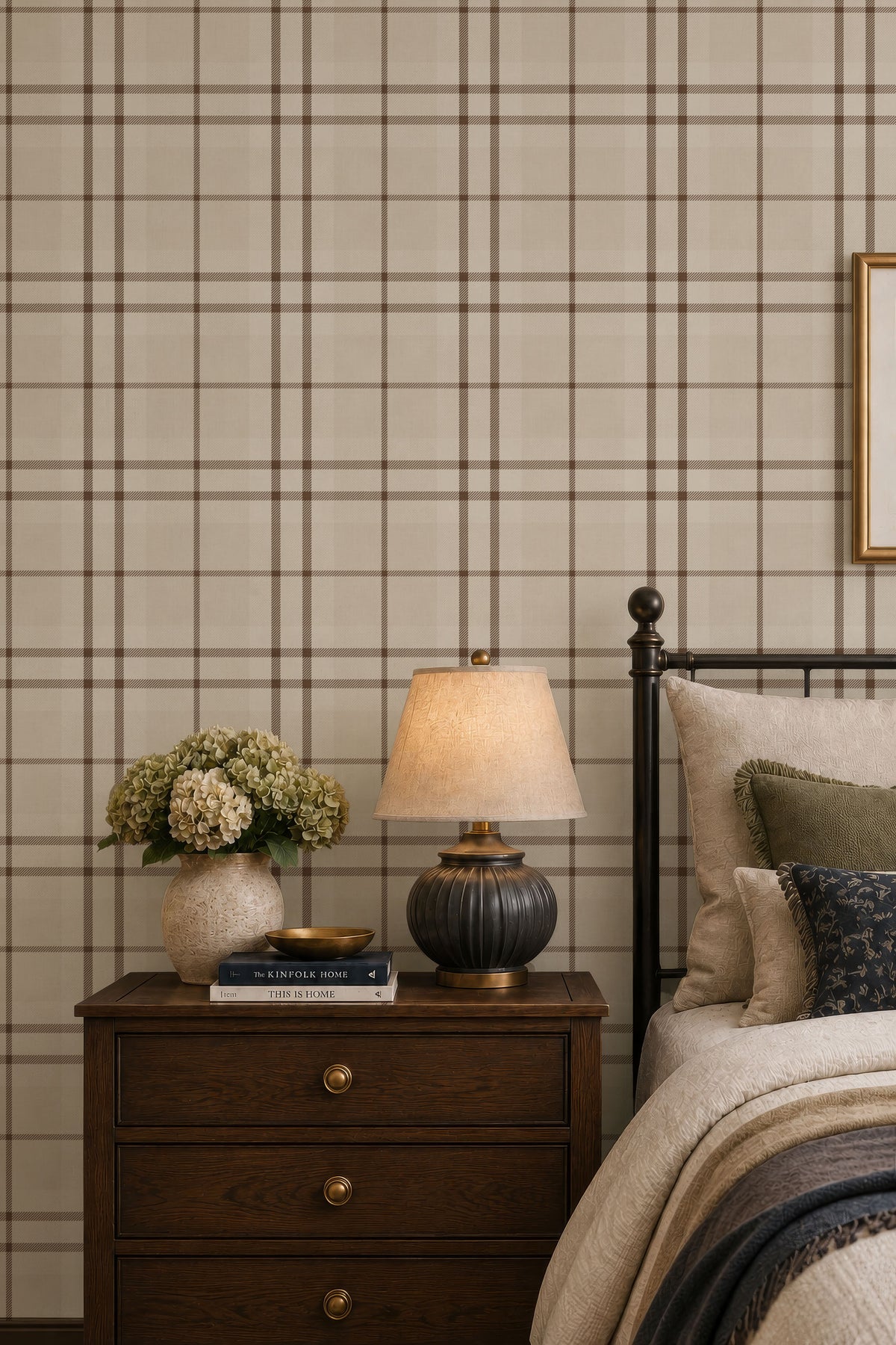 Cozy brown & cream traditional tartan plaid