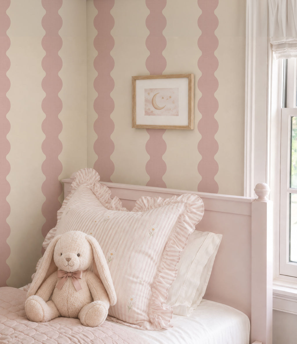 Charming Pink Scallop Striped Girl Nursery Wall Decor