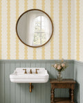 Retro Pastel yellow Wavy Striped Wallpaper