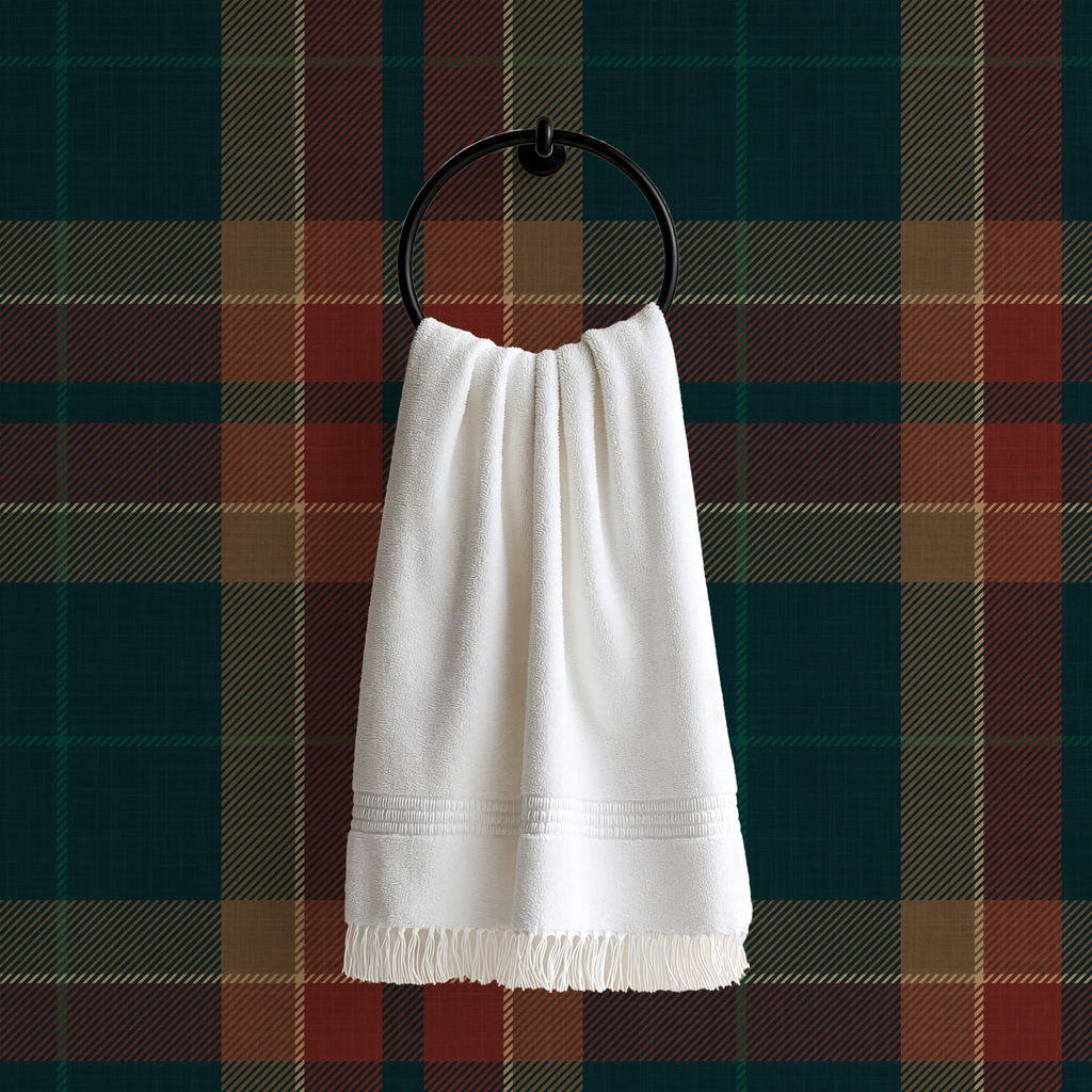 Moody Red & blue farmhouse Plaid Wallpaper