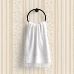 Soft ochre vintage striped wildflower wallpaper