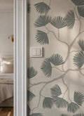 Green Pine Branch Wallpaper minimalist Japandi Wall covering cozy woodland Scandinavian wall decor natural calming farmhouse peel and stick