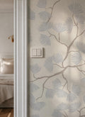 Scandinavian Wallpaper blue Pine branch Wall covering minimalist woodland light blue forest peel and stick calming wall farmhouse wall decor