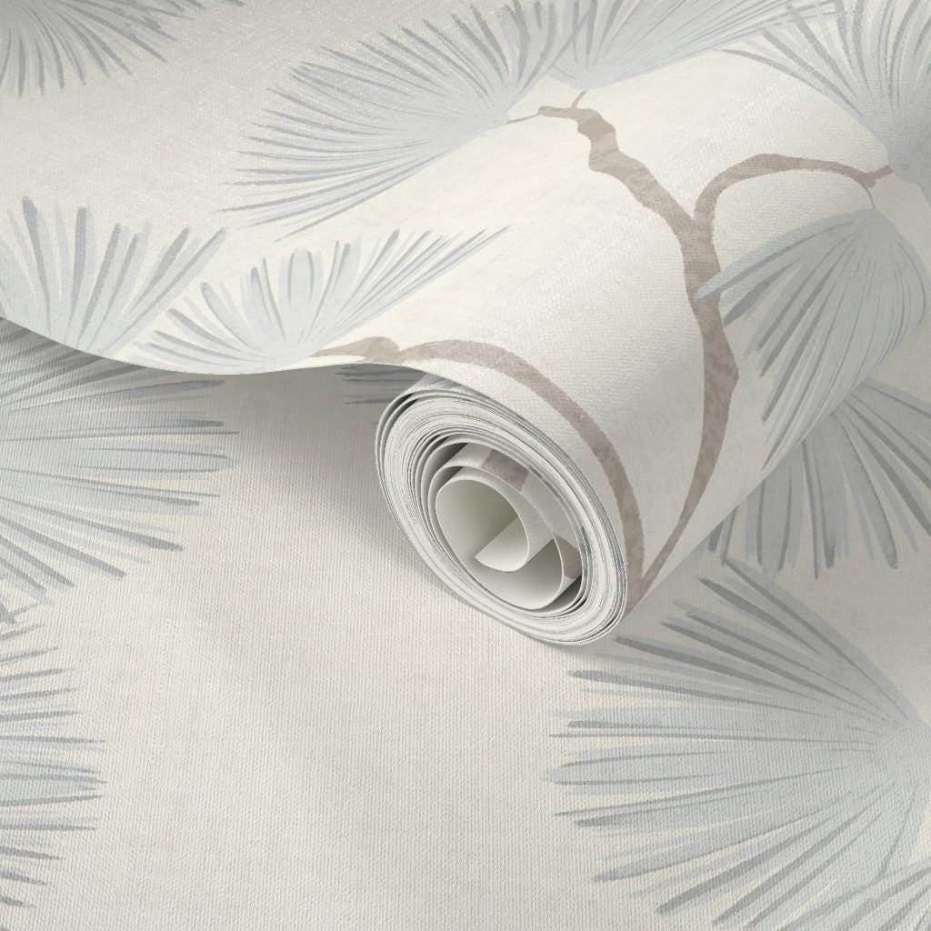 Scandinavian Wallpaper blue Pine branch Wall covering minimalist woodland light blue forest peel and stick calming wall farmhouse wall decor