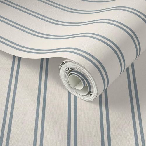 Blue striped wallpaper cozy dusty blue thin lines wall covering cute nursery wall decor coastal farmhouse elegant wallpaper peel and stick