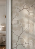 Beige Pine Branch Wallpaper – Minimalist Woodland Wall Decor (Peel and Stick)