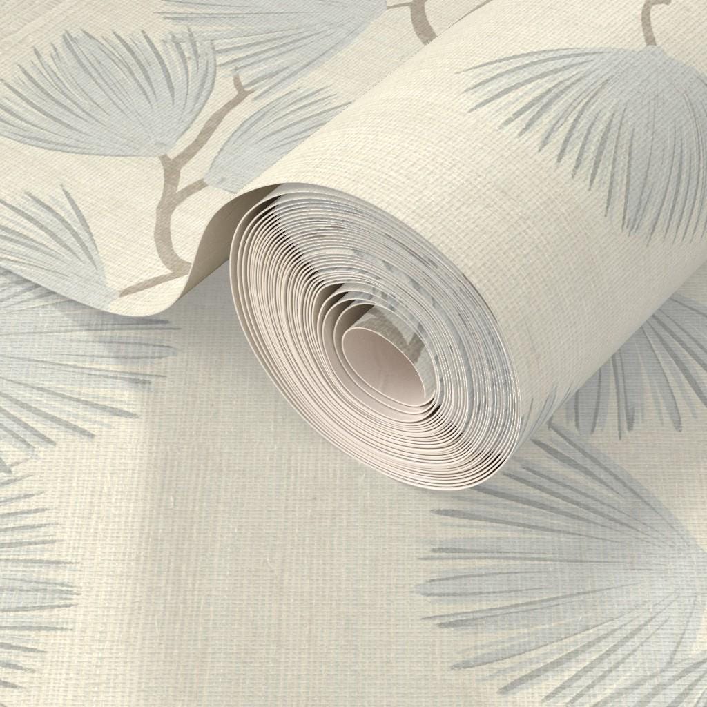 Scandinavian Wallpaper blue Pine branch Wall covering minimalist woodland light blue forest peel and stick calming wall farmhouse wall decor