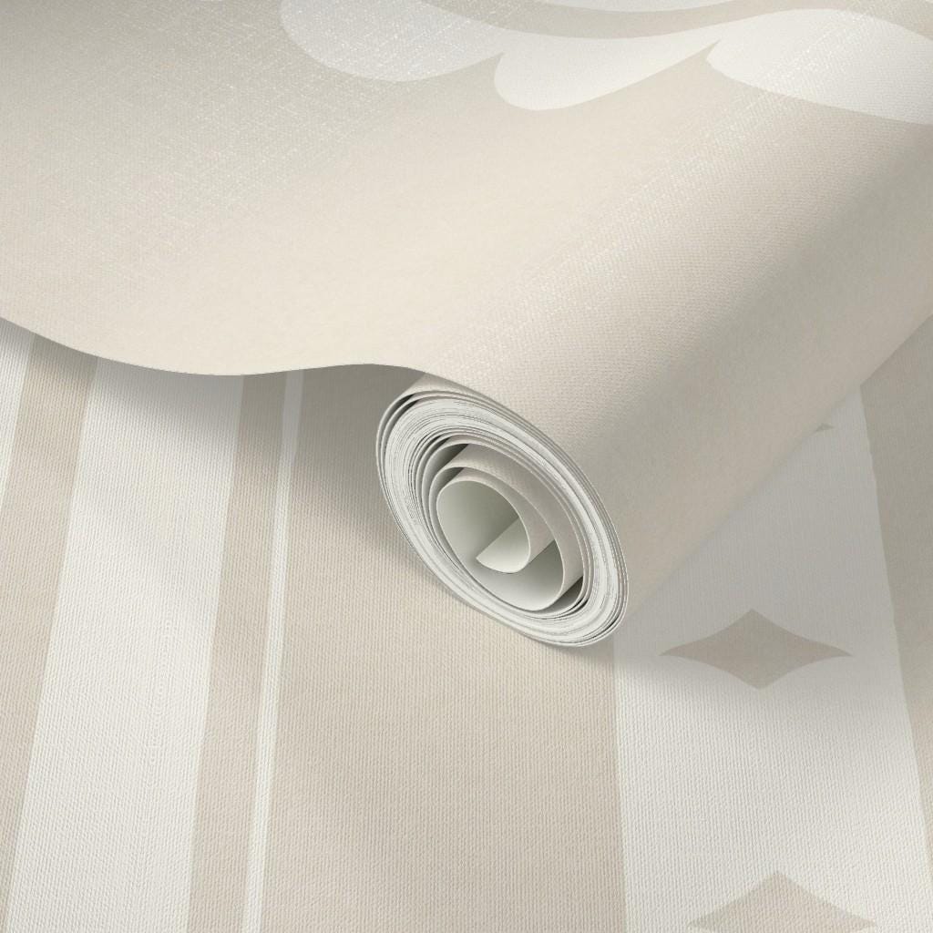 Beige Scallop Stripe Nursery Wallpaper – Gender Neutral Baby Wall Covering (Peel and Stick)